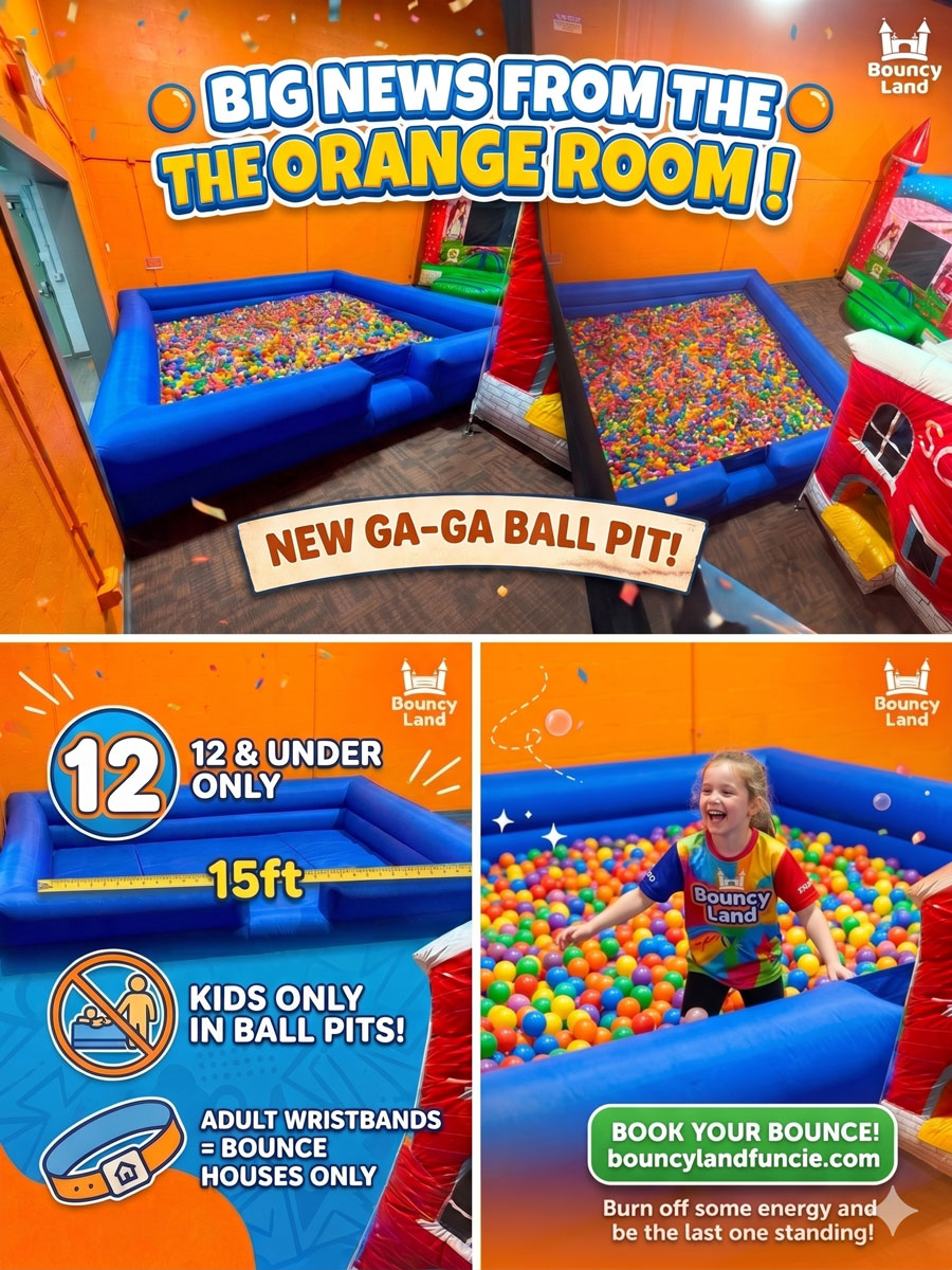 Bouncyland is a Family Activity Entertainment Center For Kids & Children in Muncie, Indiana! Features 15 bounce houses, toddler zone play area, arcade, birthday party hosting, My Plushy Pals where you can create your own stuffed animal, and concessions & dining! There's so many fun things for kids & children to do at Bouncyland in Muncie!